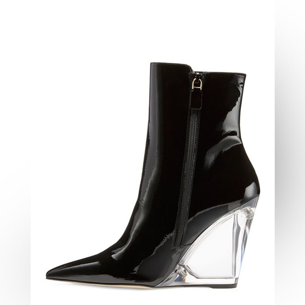Stuart Weitzman Lucite 100 Wedge Heel Boots in Black, Size EU 36.5 US 6 - Picture 8 of 16